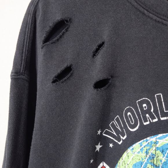 AC/DC Women’s Sweatshirt Soft Grunge Vintage Band Distressed Washed Black Sz L - Picture 5 of 7